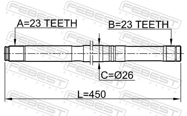 Febest 0212QG16LH Піввісь ліва 23x450x23