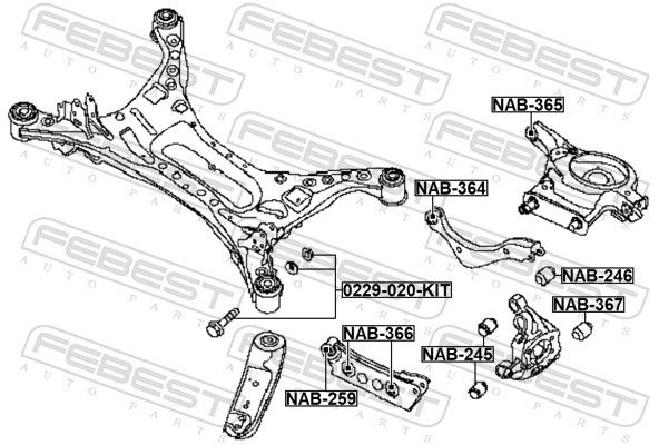 Febest 0229020KIT Болт з ексцентриком ремкомплект