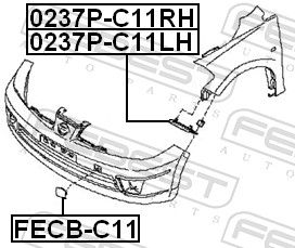 Febest 0237PC11RH Кронштейн кріплення бампера переднього правий