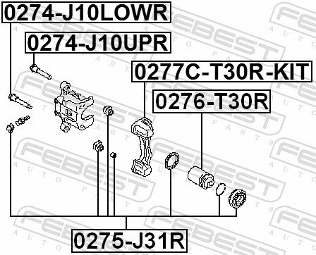 Febest 0274J10LOWR Напрямний палець, гальмівний супорт