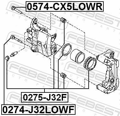 Febest 0274J32LOWF Втулка Напрямна супорта гальмівного переднього