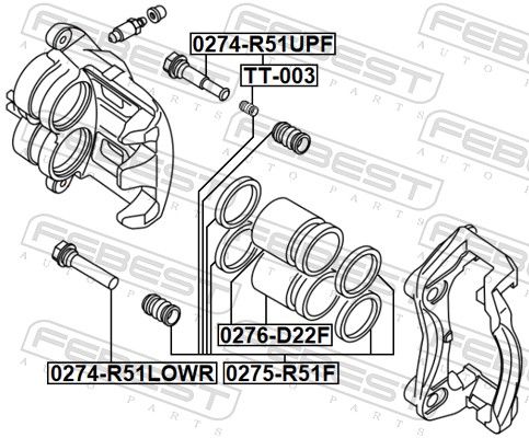 Febest 0274R51UPF Напрямний палець, гальмівний супорт