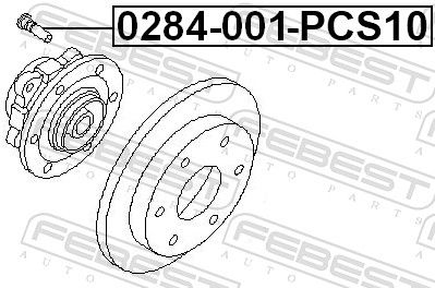 Febest 0284001PCS10 шпилька колісна (10 шт. в упаковці)