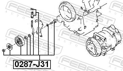 Febest 0287J31 Ролик натяжний ременя кондиціонера комплект
