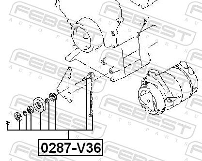 Febest 0287V36 ролик натяжний ременя кондиціонера комплект