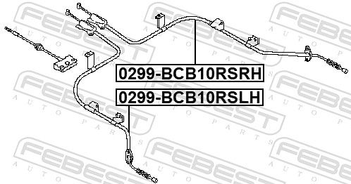 Febest 0299BCB10RSRH Трос ручного гальма правий