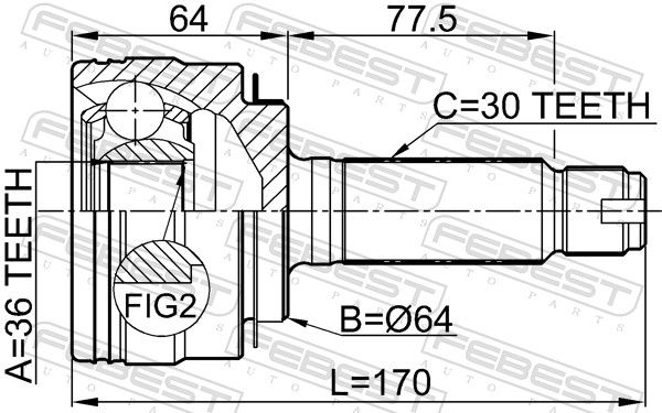 Febest 0310PL шрус зовнішній 36x64x30