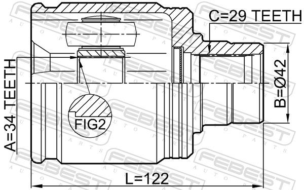 Febest 0311ACC22RH шрус внутрішній правий 34x43x29