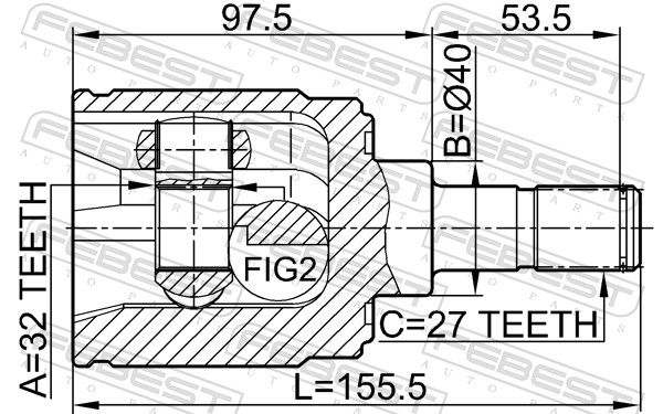 Febest 0311CRVMTRH шрус внутрішній правий 32x40x27