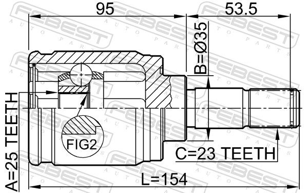 Febest 0311CRVRR шрус внутрішній задній 25x35x23