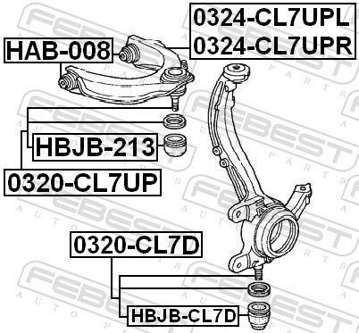 Febest 0320CL7UP Нижній/верхній кульовий шарнір