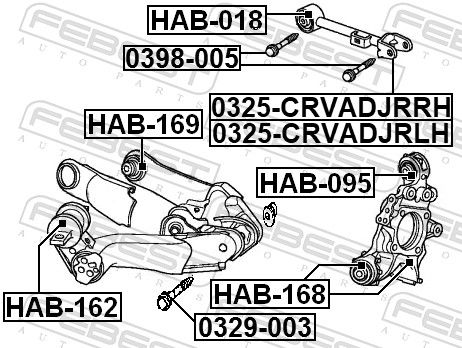 Febest 0325CRVADJRLH Тяга задня поперечна регульована ліва