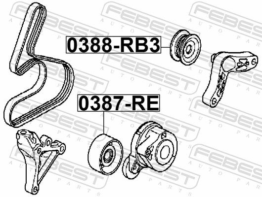 Febest 0388RB3 ролик обвідної