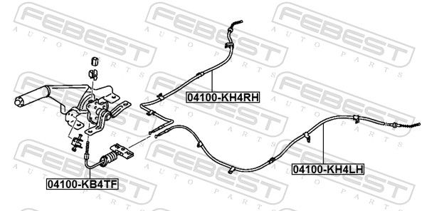 Febest 04100KH4LH Трос ручного гальма лівий