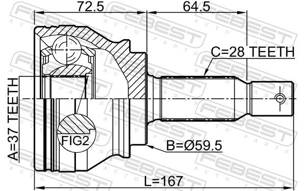 Febest 0410CW6 ШРУС зовнішній 37x59.5x28