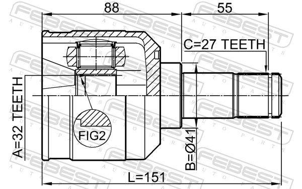 Febest 0411DJ24 шрус внутрішній 32x41x27