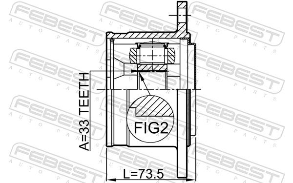 Febest 0411V75RH ШРУС внутрішній правий 33x110.5