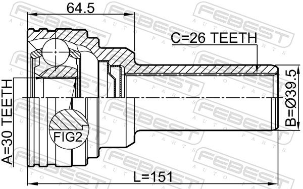 Febest 0411V97WSHA ШРУС карданного валу 30x26