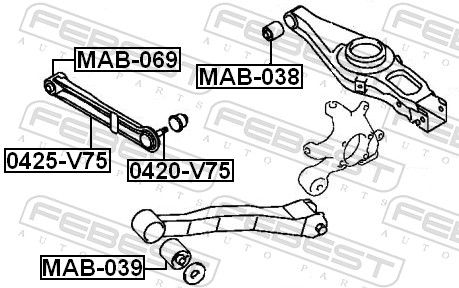 Febest 0425V75 Тяга задня поперечна з кульовою