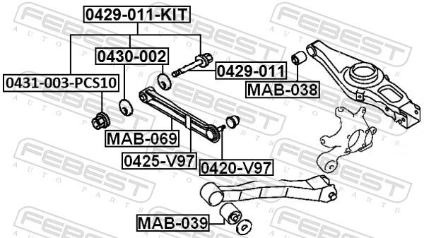 Febest 0429011 Гвинт для коригування розвалу