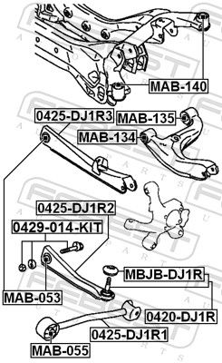 Febest 0429014KIT болт з ексцентриком ремкомплект (болт,шайба, гровер, гайка)
