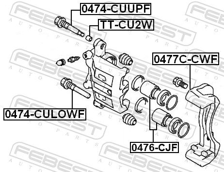 Febest 0474CULOWF Напрямний палець, гальмівний супорт