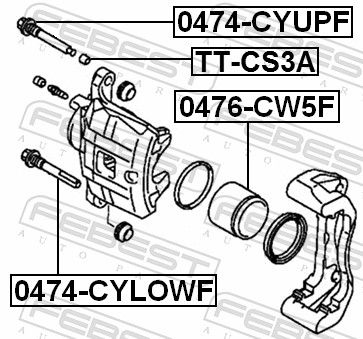 Febest 0474CYUPF Напрямний палець, гальмівний супорт