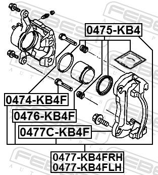 Febest 0474KB4F Напрямний палець, гальмівний супорт
