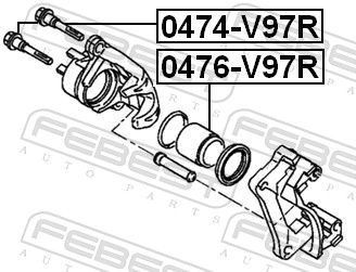 Febest 0474V97R Напрямний палець, гальмівний супорт