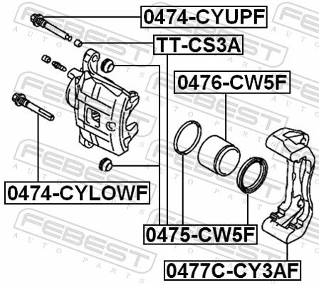 Febest 0477CCY3AF скоба переднього гальмівного супорта