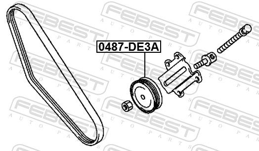 Febest 0487DE3A Натяжний ролик, поліклиновий ремінь