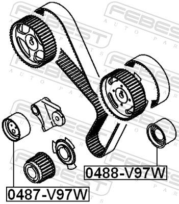 Febest 0488V97W Ролик обвідної ременя грм