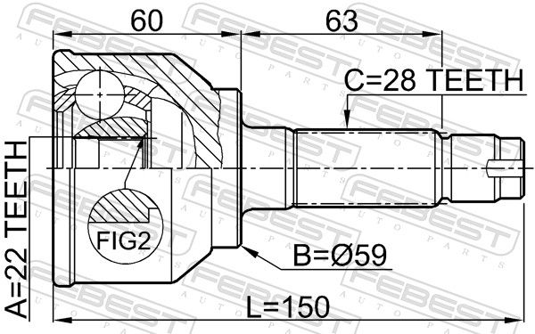 Febest 0510042 ШРУС зовнішній 22x59x28