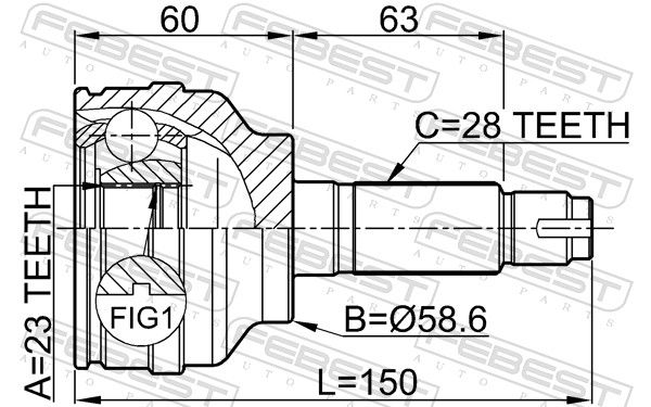 Febest 0510049 ШРУС зовнішній 23x59x28