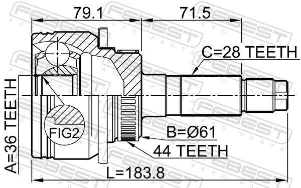 Febest 0510BT50A44 ШРКШ зовнішній 36x61x28
