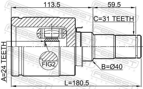 Febest 0511GJATLH ШРУС внутрішній лівий 24x40x31