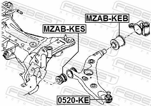 Febest 0520KE Опора кульова переднього нижнього важеля