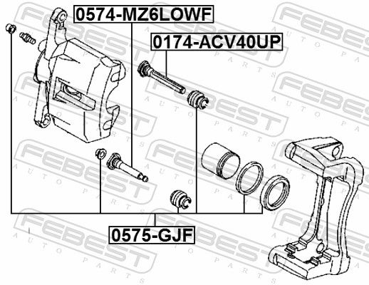 Febest 0574MZ6LOWF Втулка напрямна супорта гальмівного переднього