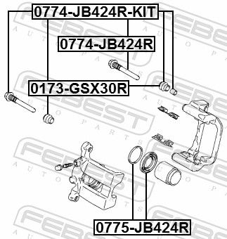 Febest 0774JB424RKIT Комплект напрямних втулок, гальмівний супорт