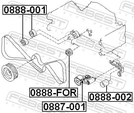 Febest 0888001 ролик обвідної ременя грм