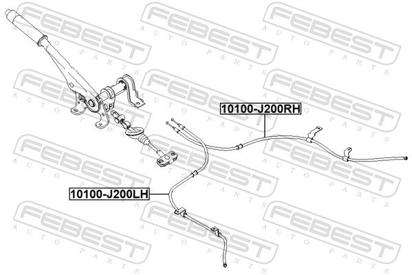 Febest 10100J200LH Трос ручного гальма лівий