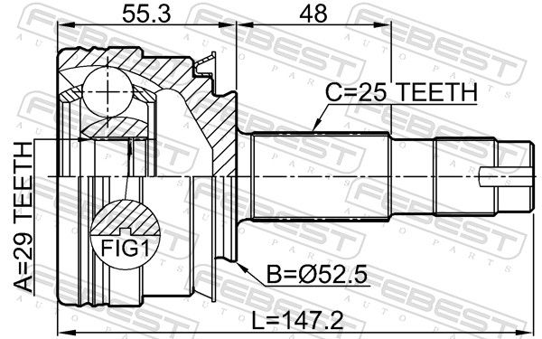 Febest 1010T300MT шрус зовнішній 29x52.5x25