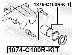 Febest 1074C100RKIT Втулка напрямна супорта гальмівного заднього комплект