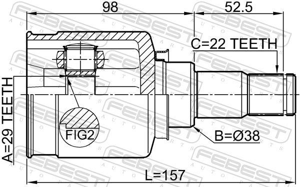 Febest 1111T250 Комплект шарнірів, приводний вал