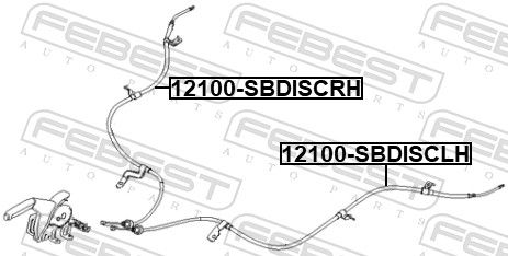 Febest 12100SBDISCLH трос ручного гальма лівий