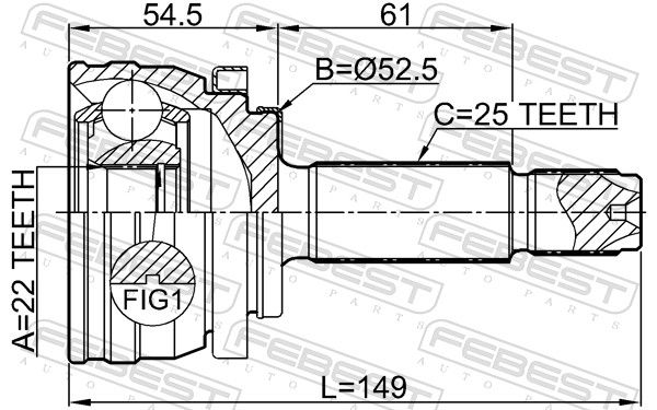 Febest 1210H517 ШРУС зовнішній 22x55.3x25