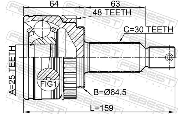 Febest 1210IX35MTA48 шрус зовнішній 25x64.5x30
