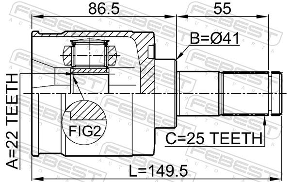 Febest 1211ELN ШРУС внутрішній 22x41x25