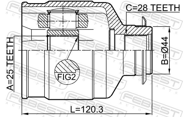 Febest 1211IX35RH ШРУС внутрішній 25x44x28