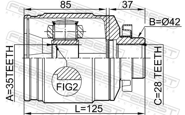 Febest 1211SFCLRH шрус внутрішній правий 35x42x28